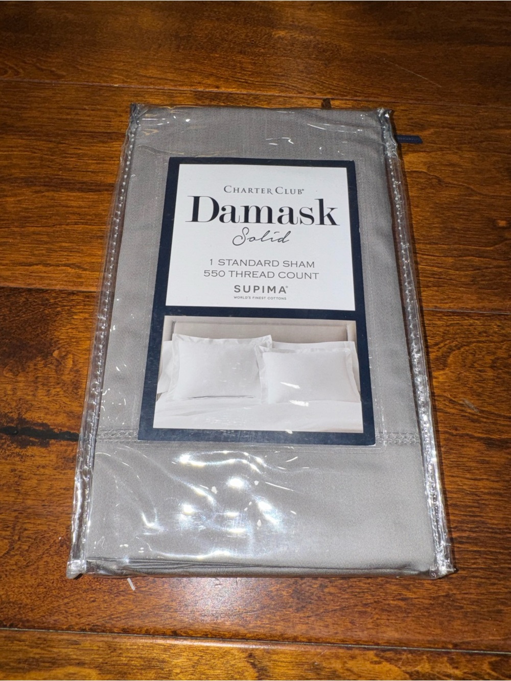 Charter Club Damask Solid Standard Sham - Gray